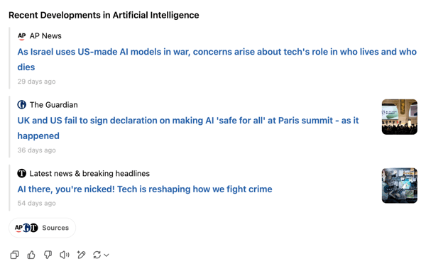ChatGPT real time web search task result