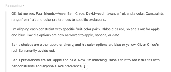 ChatGPT reasoning task