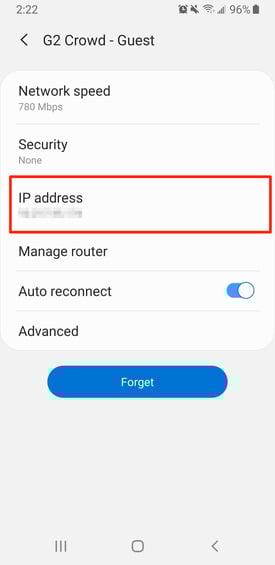 IP Address on Samsung Galaxy