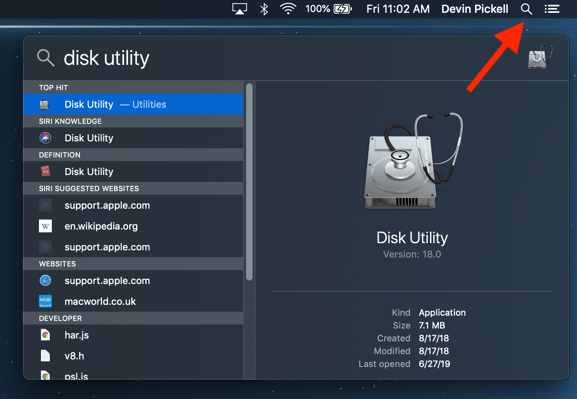 conduct a spotlight search on mac
