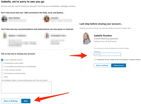 how to delete linkedin account